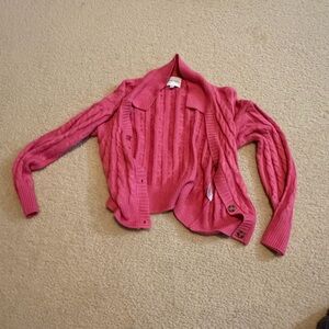 Pink Cable Knit Cardigan
